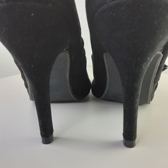 (3/$22) Charles Albert black open toe faux cowsuede heel shoe boot with buckled - Picture 10 of 17